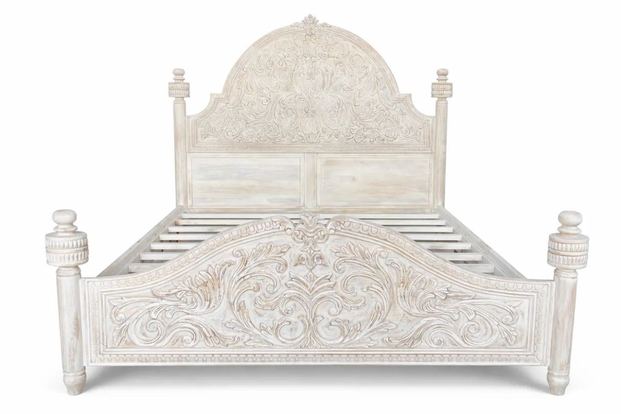 Aarohi - Handgesneden Mangohouten Bed