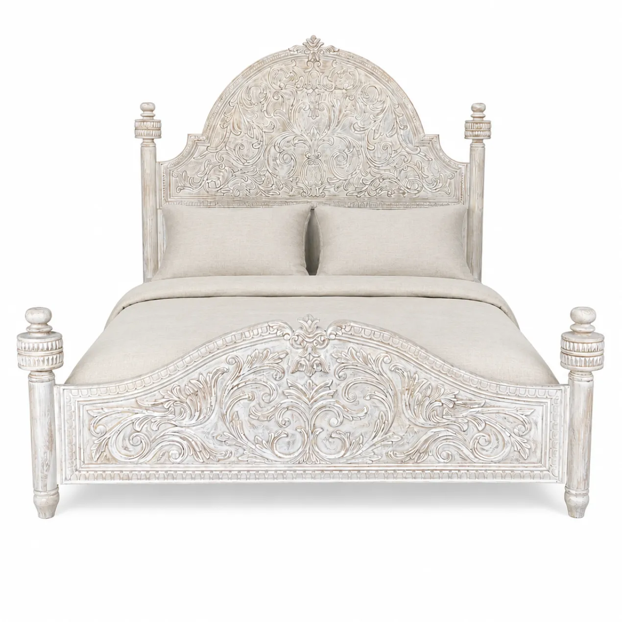 Aarohi - Handgesneden Mangohouten Bed