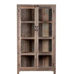 Aarush - Vitrinekast van Gerecycled Hout met Glas