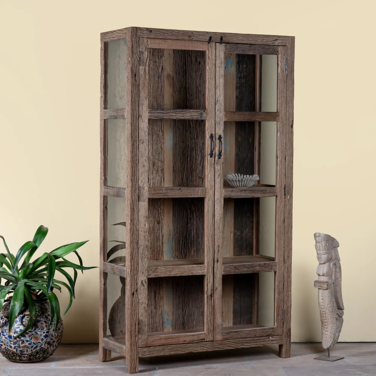 Aarush - Vitrinekast van Gerecycled Hout met Glas
