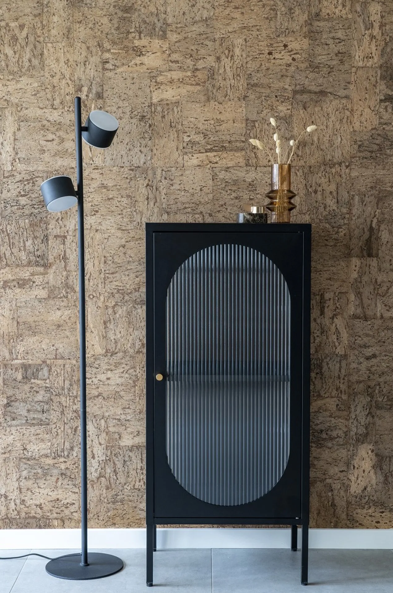 Abbey metalen vitrinekast zwart - 50 x 110 cm