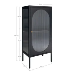 Abbey metalen vitrinekast zwart - 50 x 110 cm