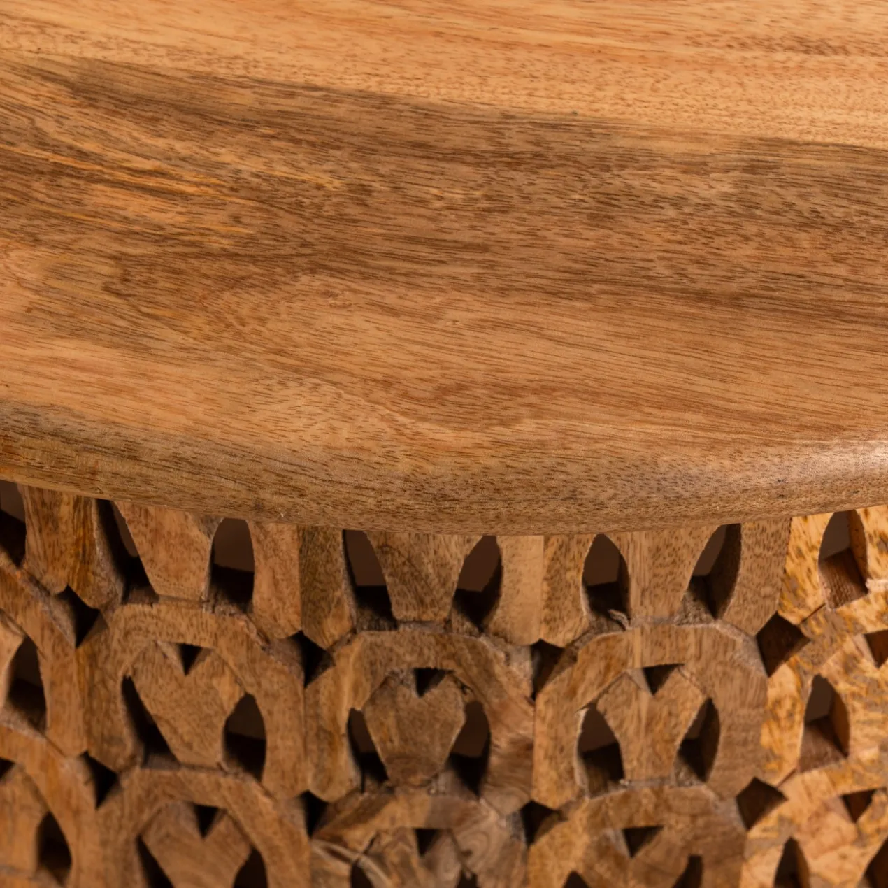 Aindri - Handgesneden Mangohouten Salontafel 90cm
