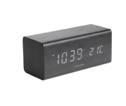 Alarm clock Block black veneer, white LED
