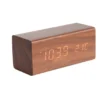 Alarm clock Block dark wood veneer, white LED