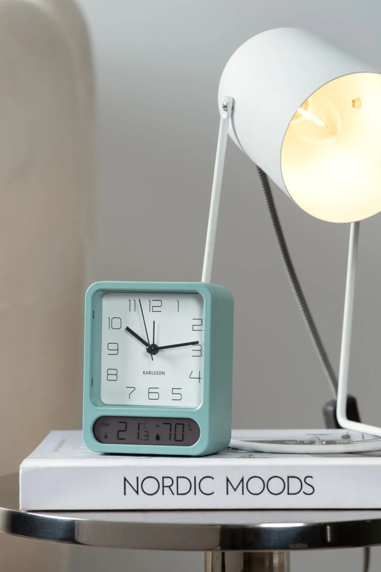 Alarm clock Duo matt warm grey