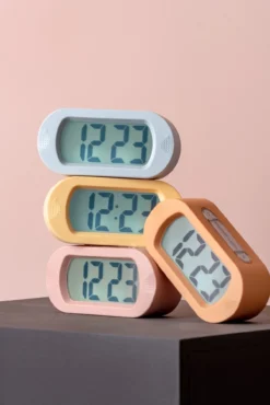 Alarm clock Gummy rubberized soft blue