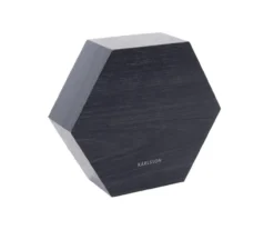 Alarm clock Hexagon black veneer, white LED