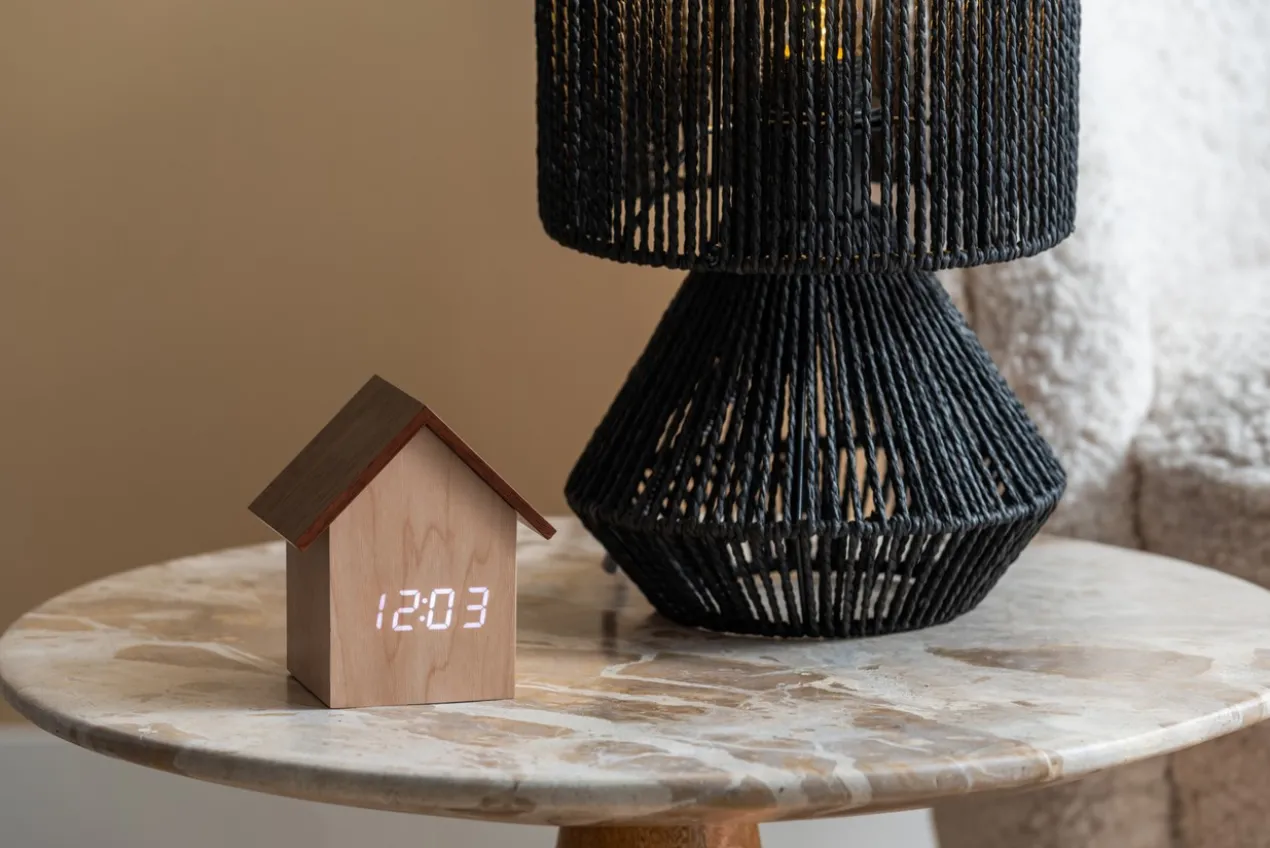Alarm clock House LED dark wood veneer