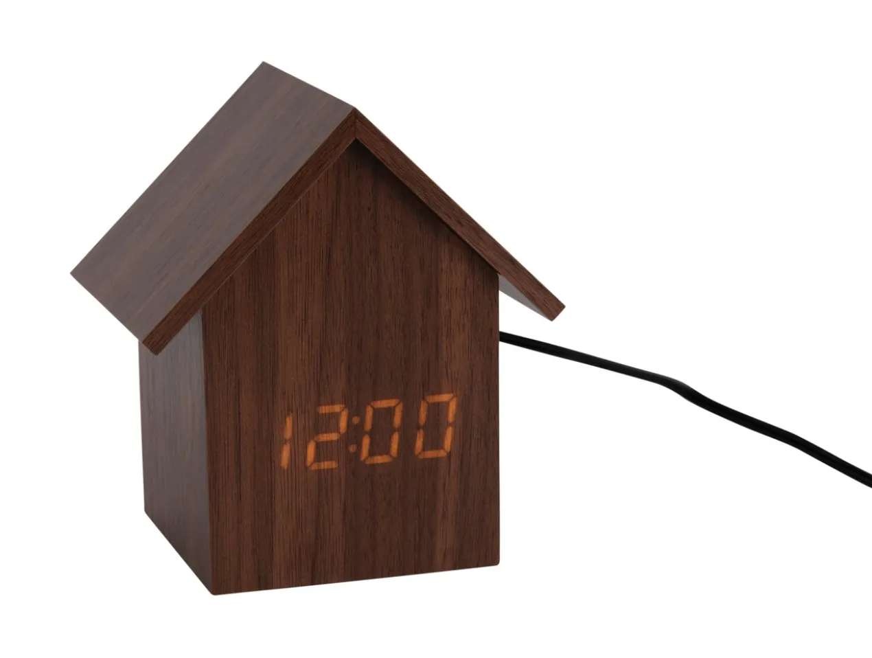 Alarm clock House LED dark wood veneer
