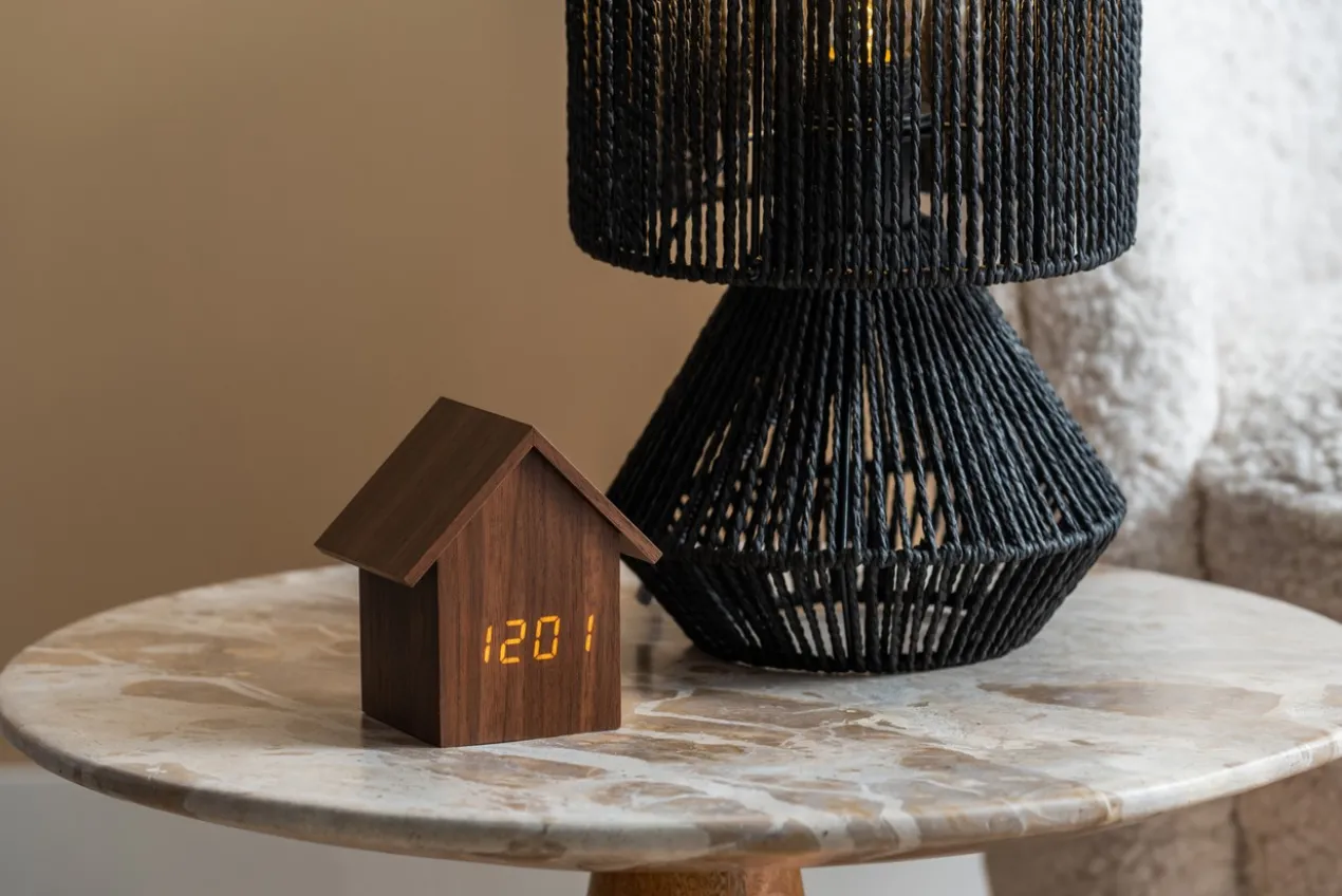 Alarm clock House LED dark wood veneer