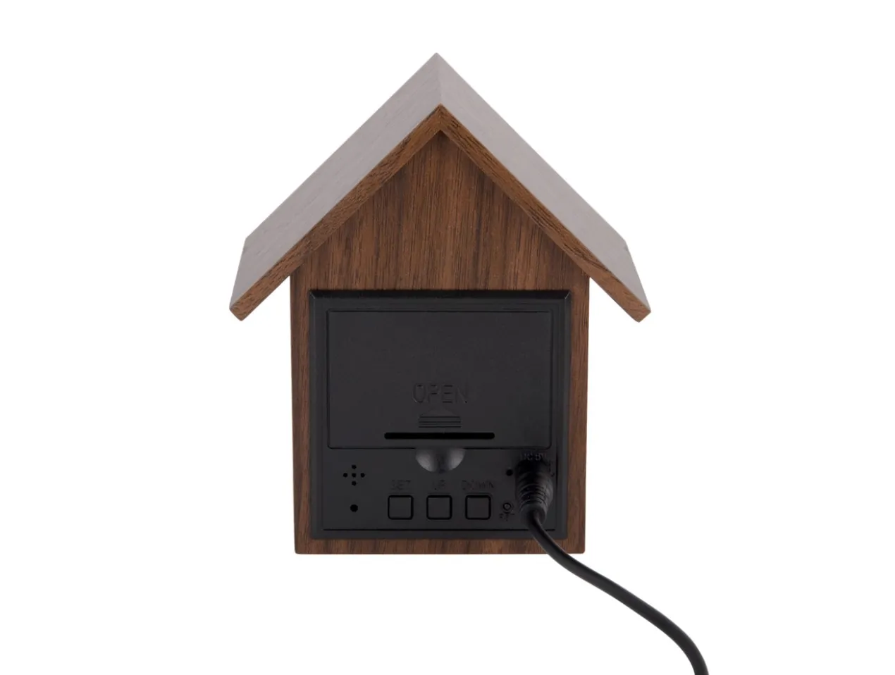 Alarm clock House LED dark wood veneer