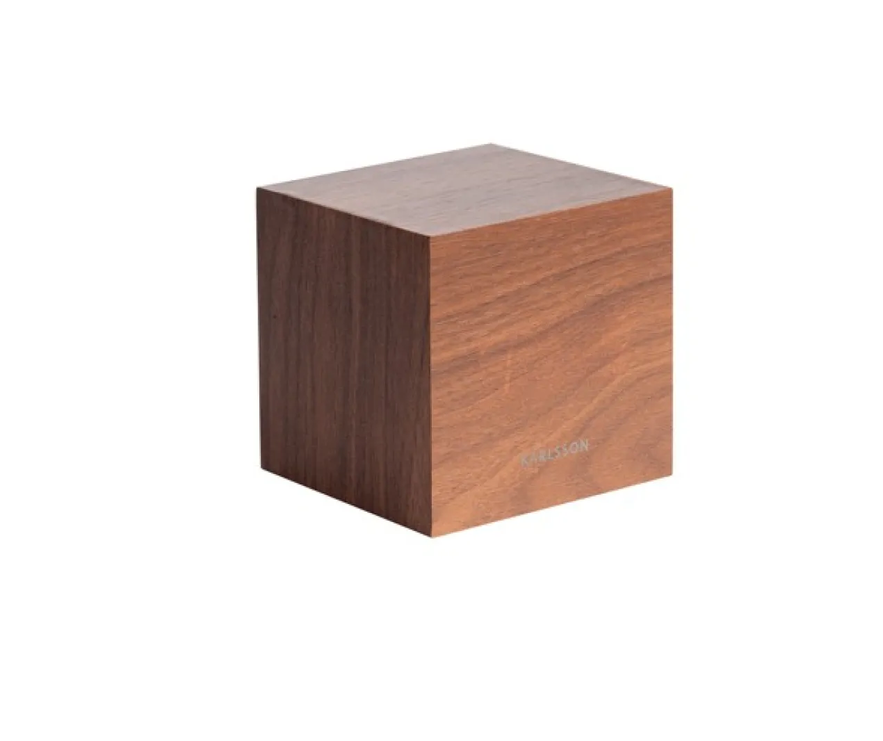 Alarm clock Mini Cube dark wood veneer, white LED