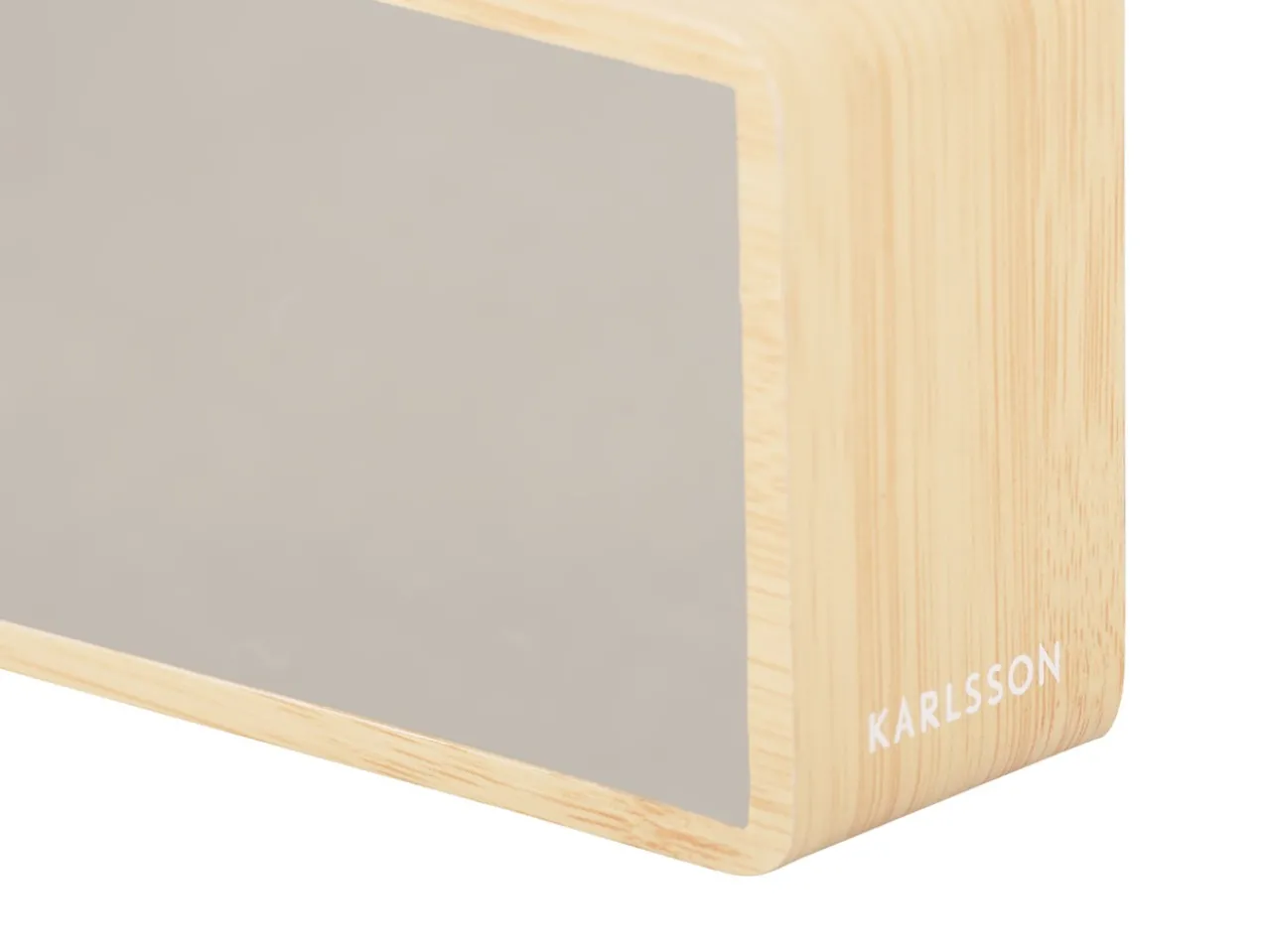 Alarm clock Silver Mirror LED light wood veneer