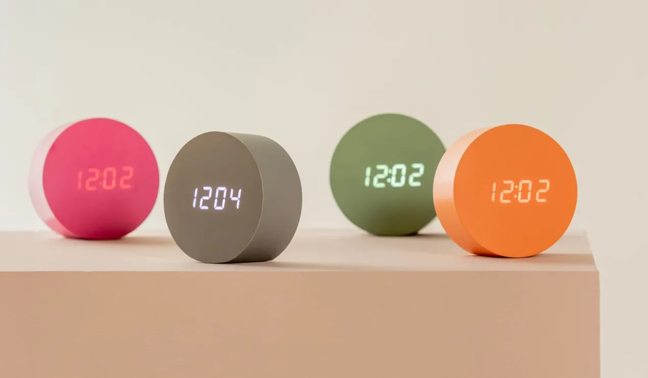 Alarm clock Spry round LED grayed jade
