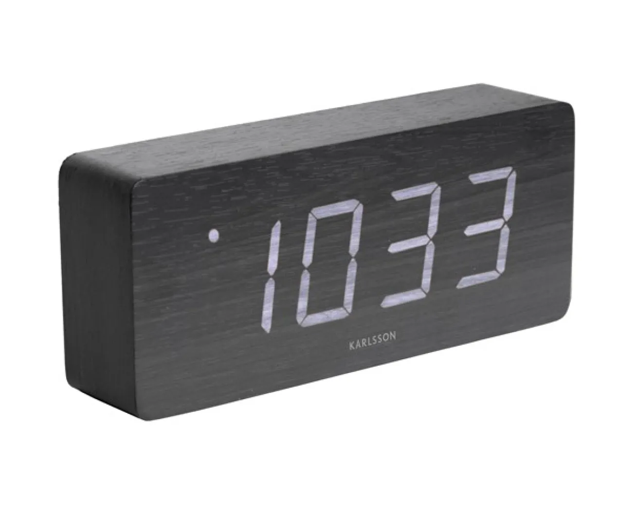 Alarm clock Tube black veneer, white LED