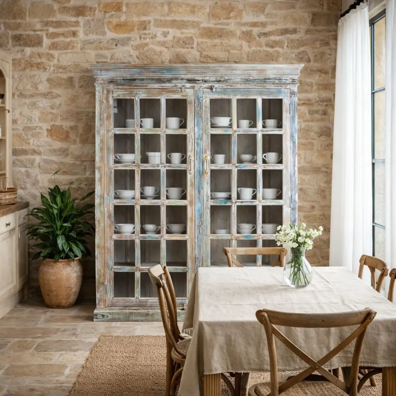Amara - Vitrinekast van Gerecycled Hout Vintage