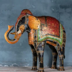 Anushka - Handbeschilderde Metalen Olifant