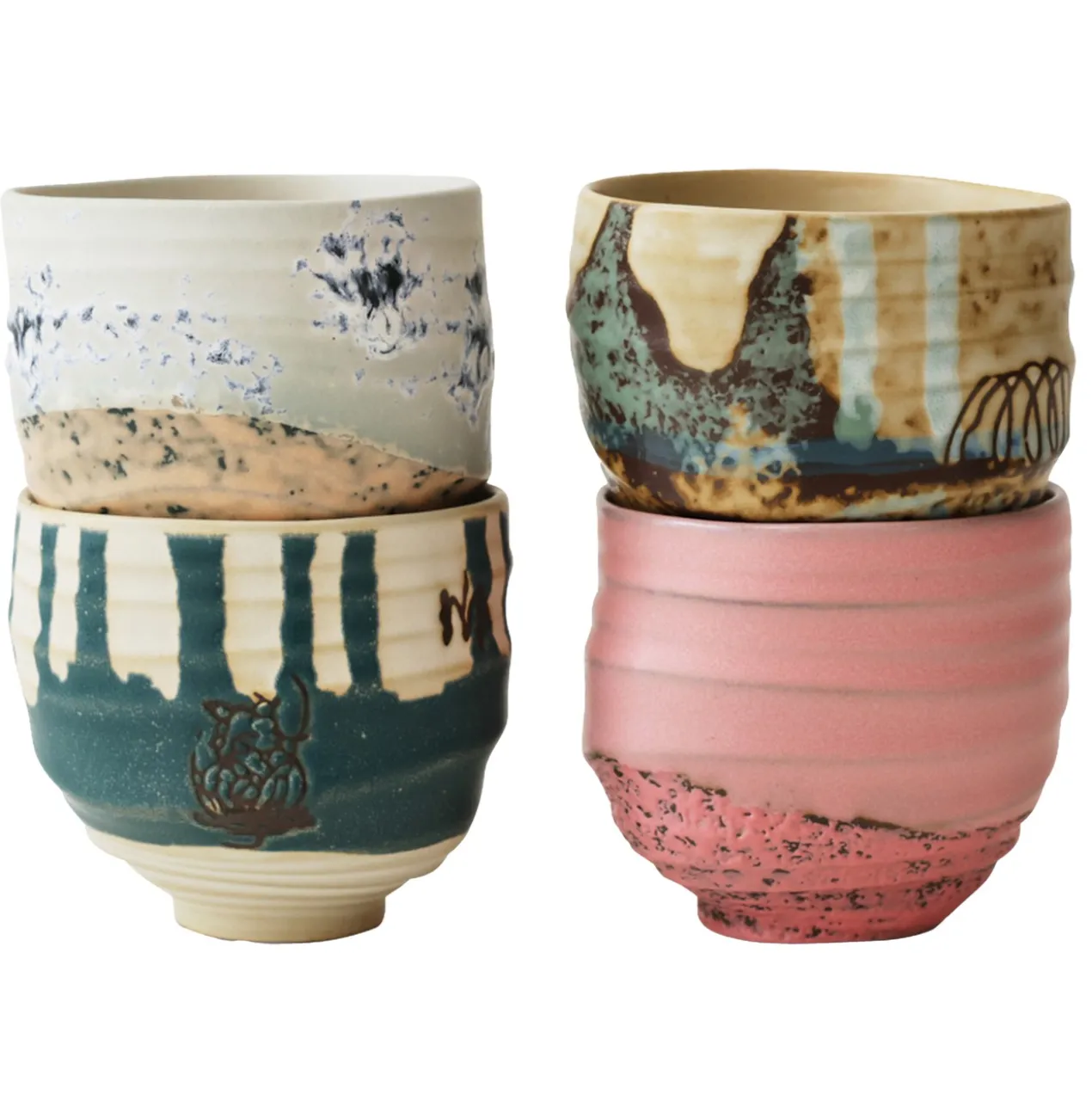 Artist Ceramics cup keramiek Ø8 cm - set van 4