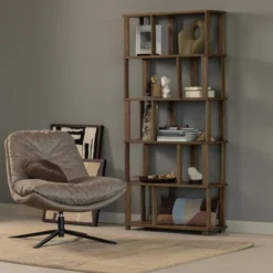 Arve draaifauteuil bedrukte stof naturel melange