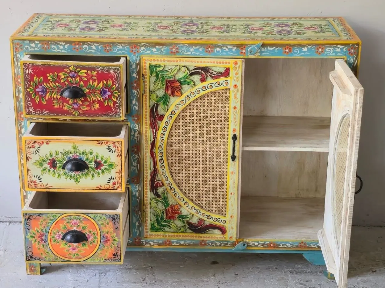 Ashara - Boho Dressoir Mangohout Handbeschilderd