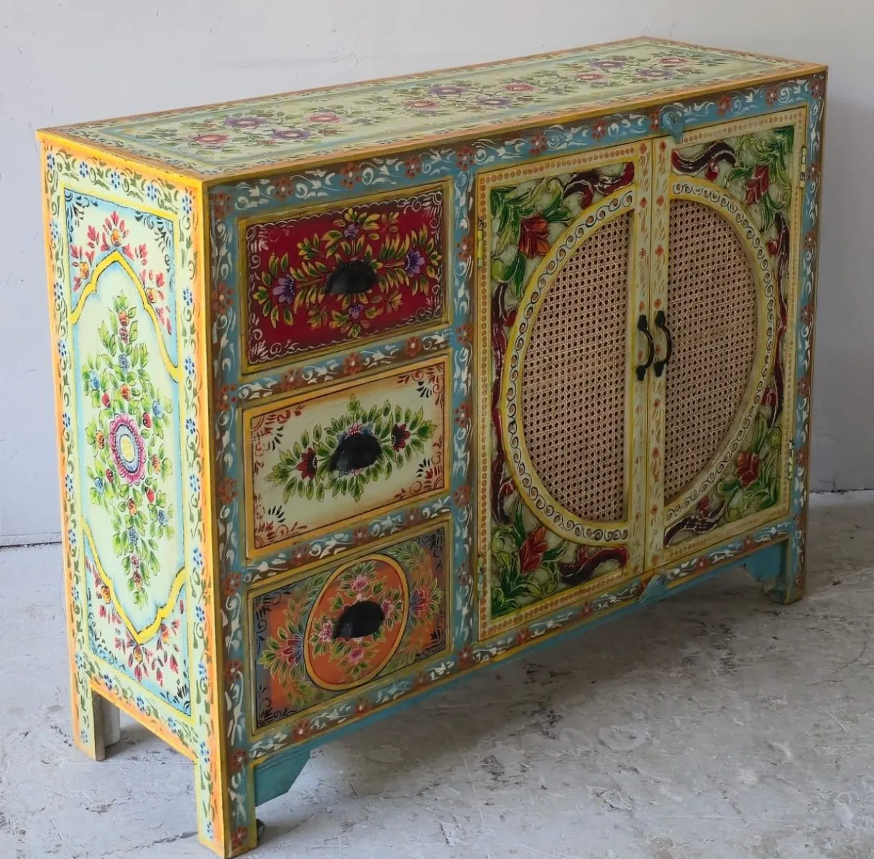 Ashara - Boho Dressoir Mangohout Handbeschilderd