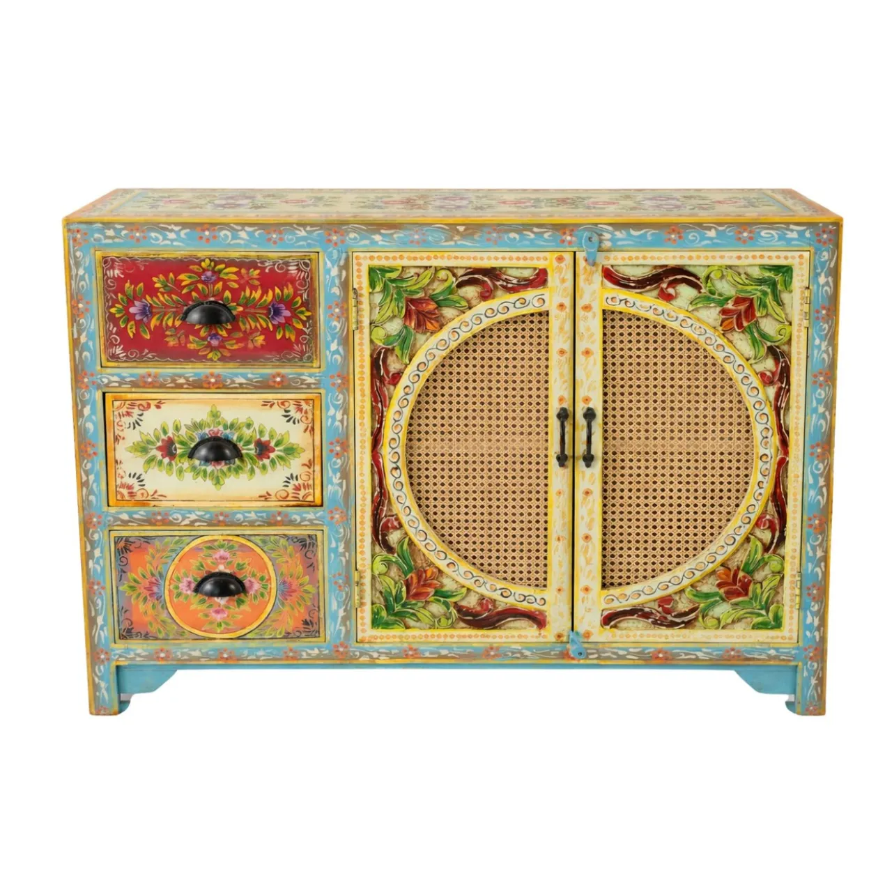 Ashara - Boho Dressoir Mangohout Handbeschilderd