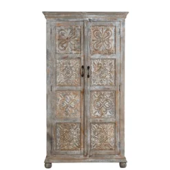 Ava - Handgesneden Mangohouten Kast Vintage