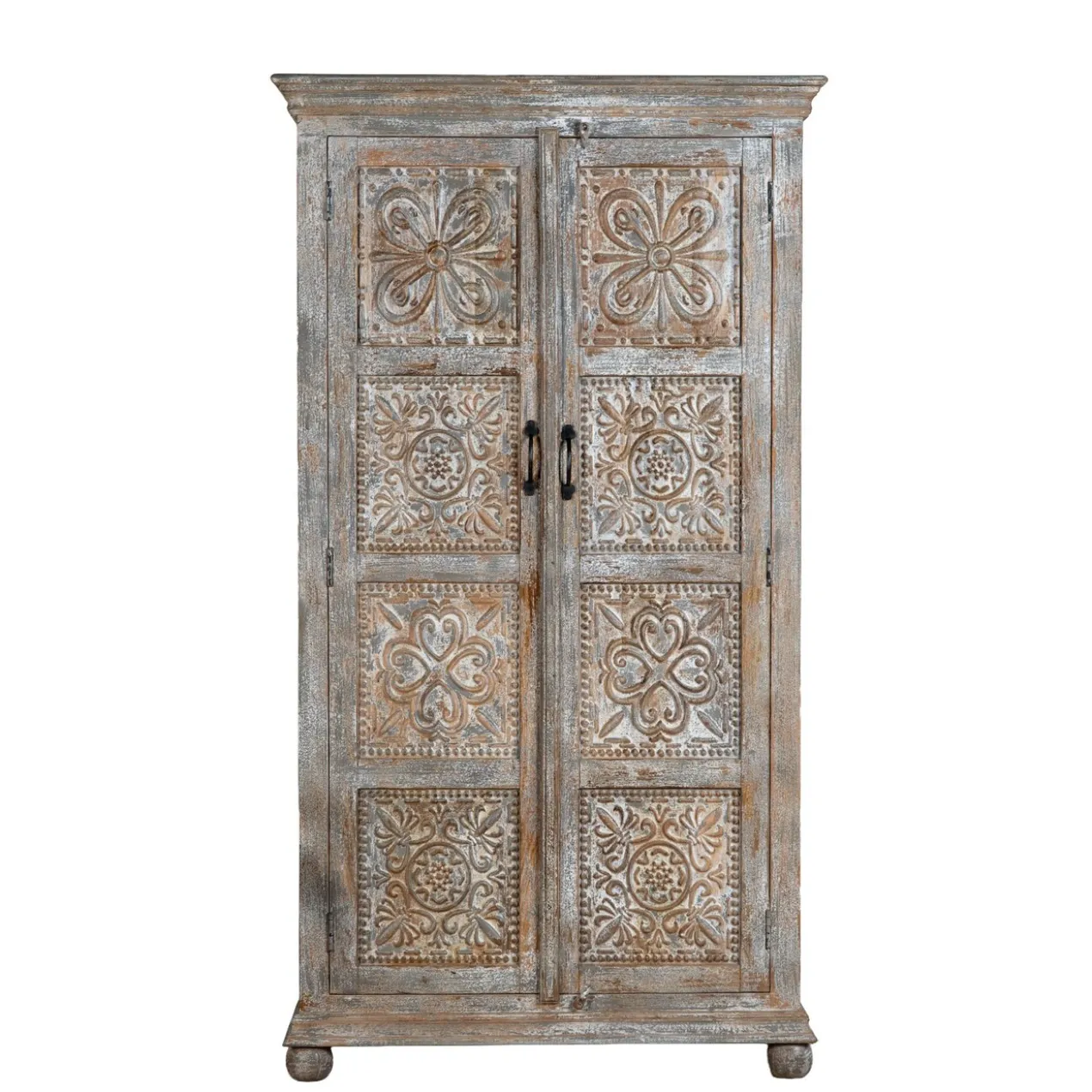 Ava - Handgesneden Mangohouten Kast Vintage