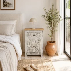 Avi Light Grey - Nachtkastjes van Mango Hout Set 66cm