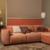 Aziz kussens velvet bruin/naturel - set van 3
