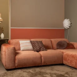 Aziz kussens velvet bruin/naturel - set van 3