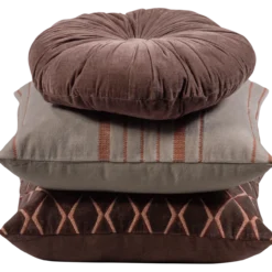 Aziz kussens velvet bruin/naturel - set van 3