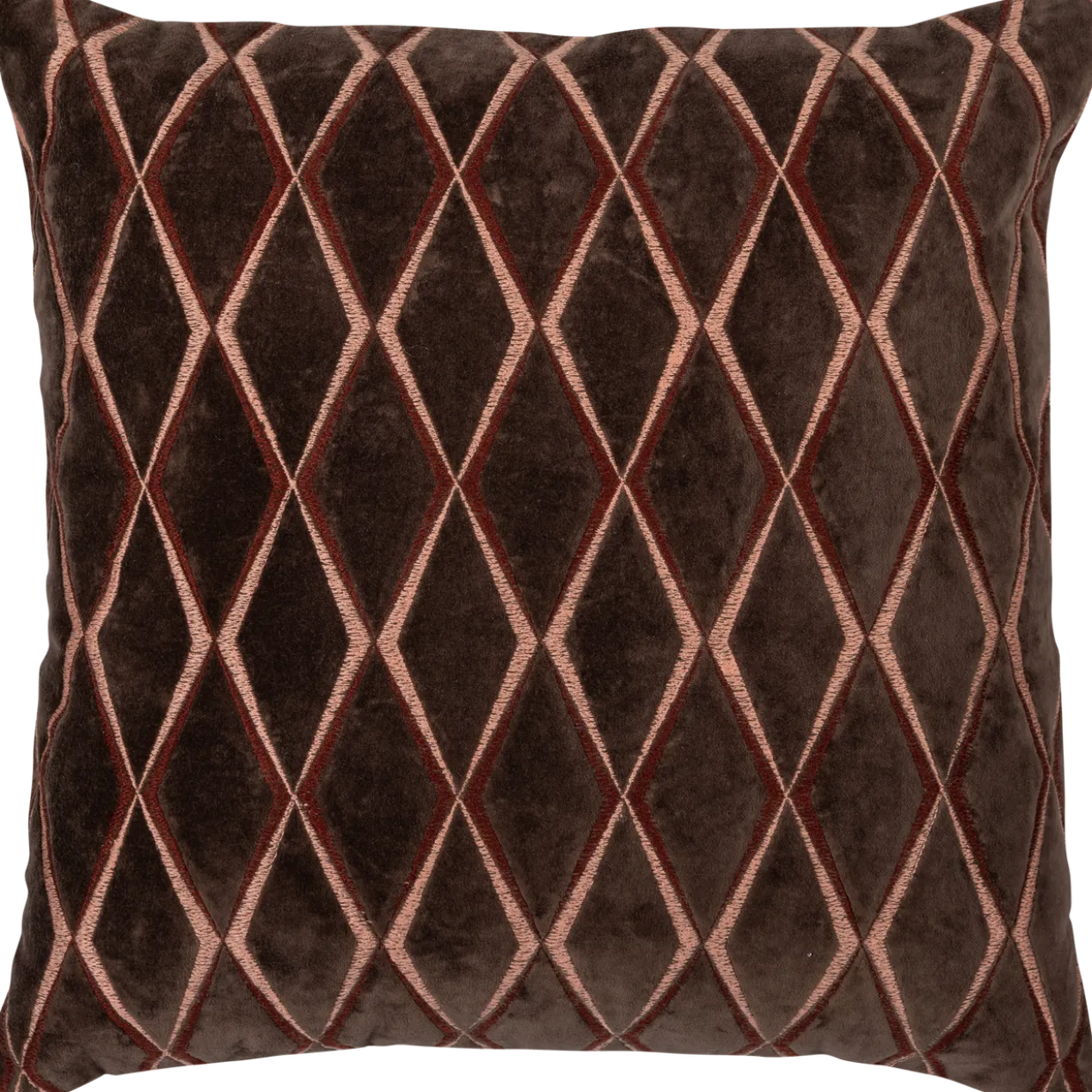 Aziz kussens velvet bruin/naturel - set van 3