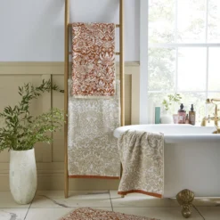 Badhanddoek Strawberry Thief Linen-rust 100x150 cm