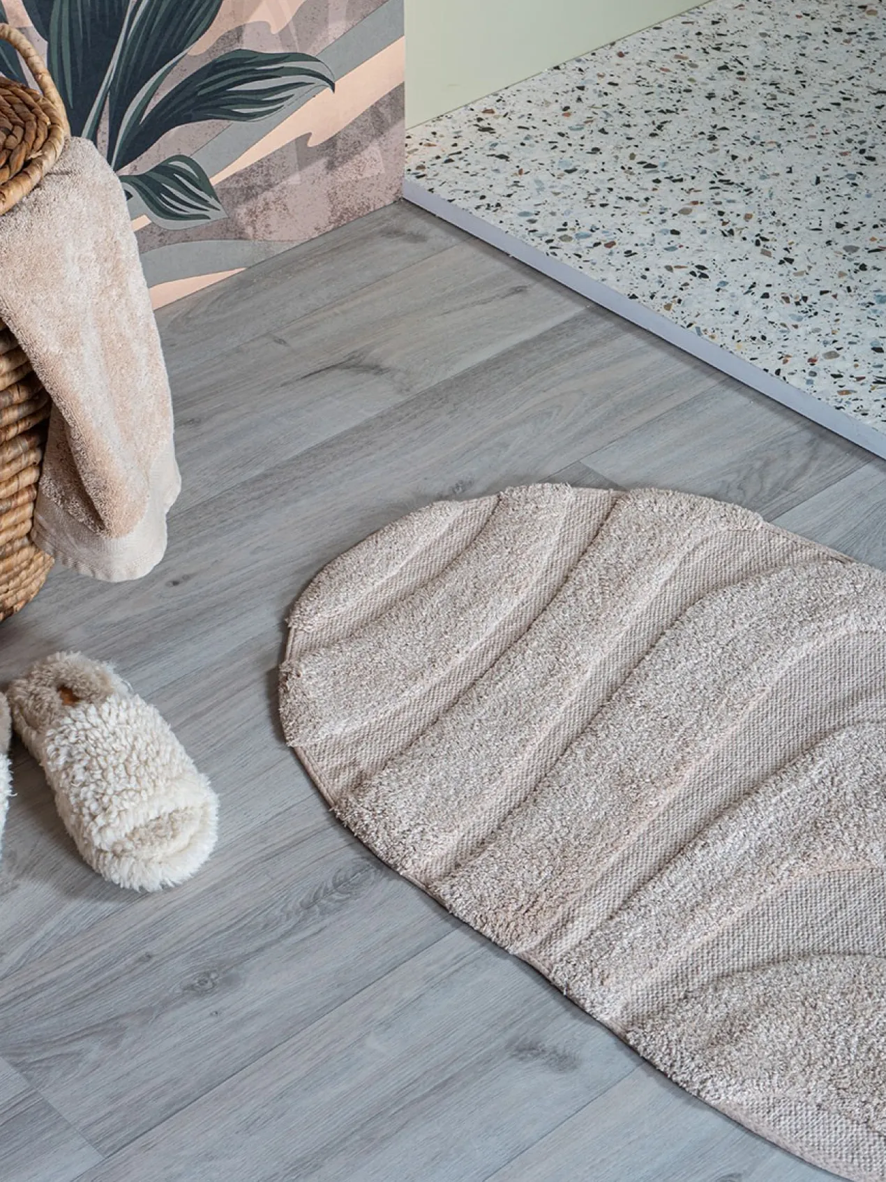 Badmat Beau – Beige Ovaal 50 x 80 cm