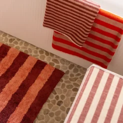 Badmat Stripe 50x70 cm blush/bordeaux