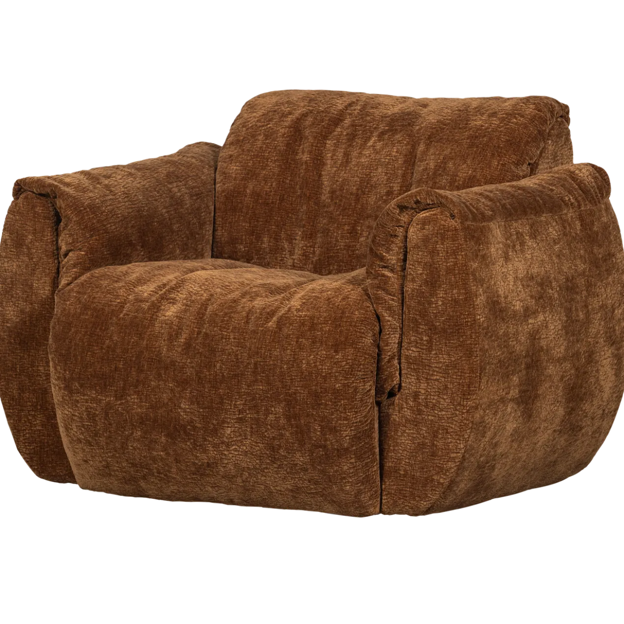 Baggy draaifauteuil 3d chenille middenbruin