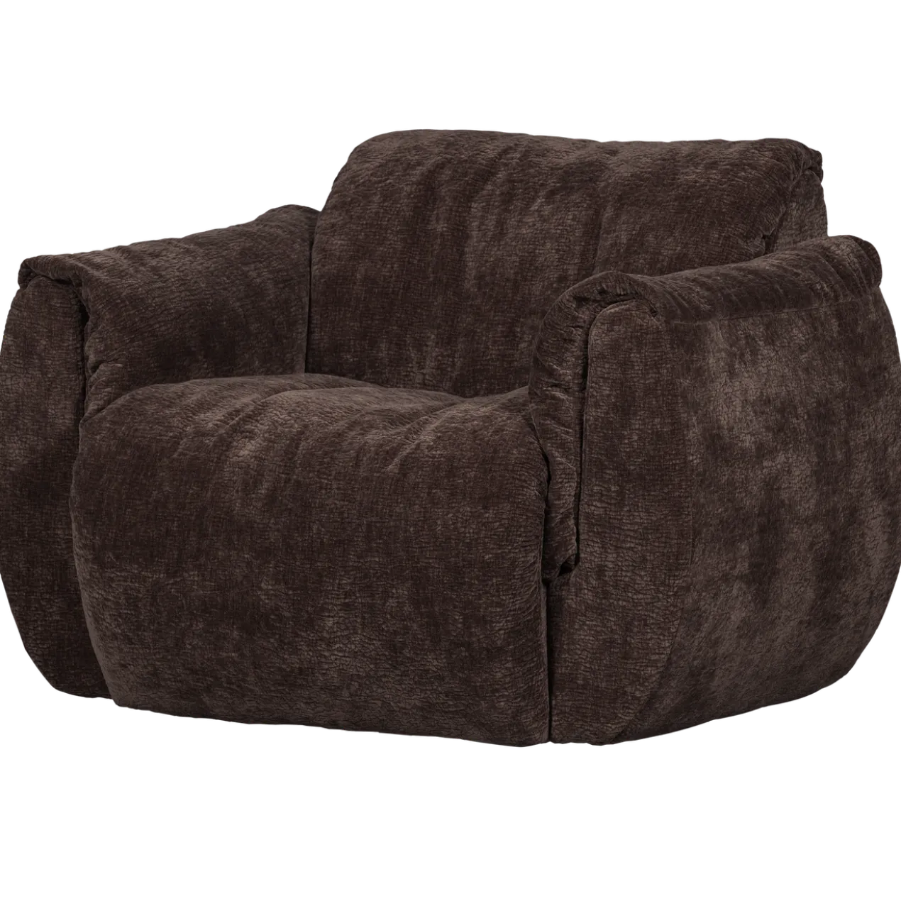 Baggy draaifauteuil 3d chenille donkerbruin