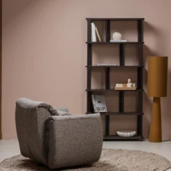 Baggy draaifauteuil geweven stof warmgrijs melange