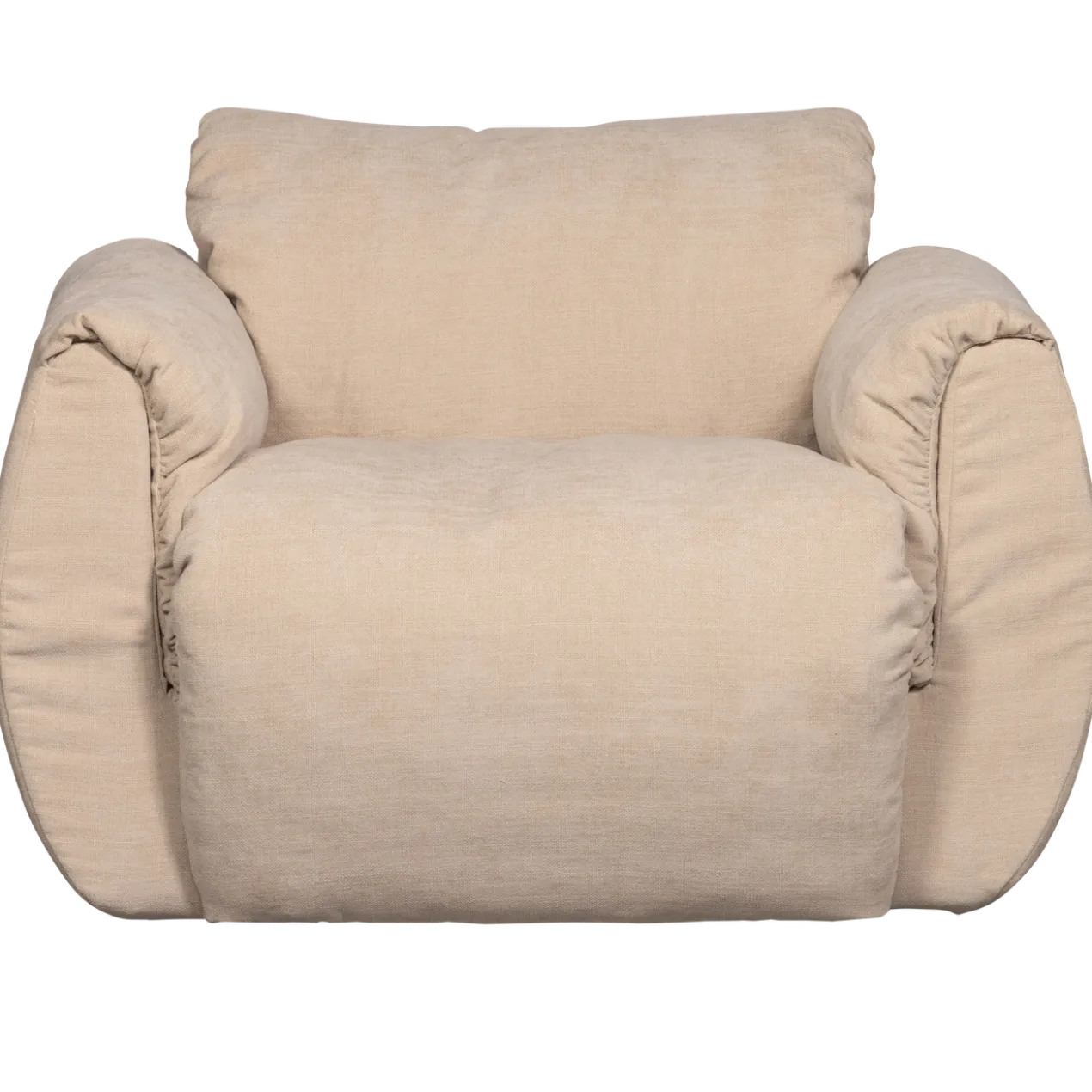 Baggy draaifauteuil geweven chenille zand