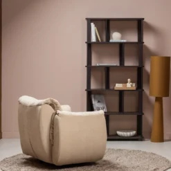 Baggy draaifauteuil geweven chenille zand