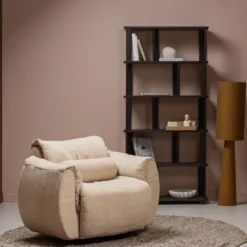 Baggy draaifauteuil geweven chenille zand