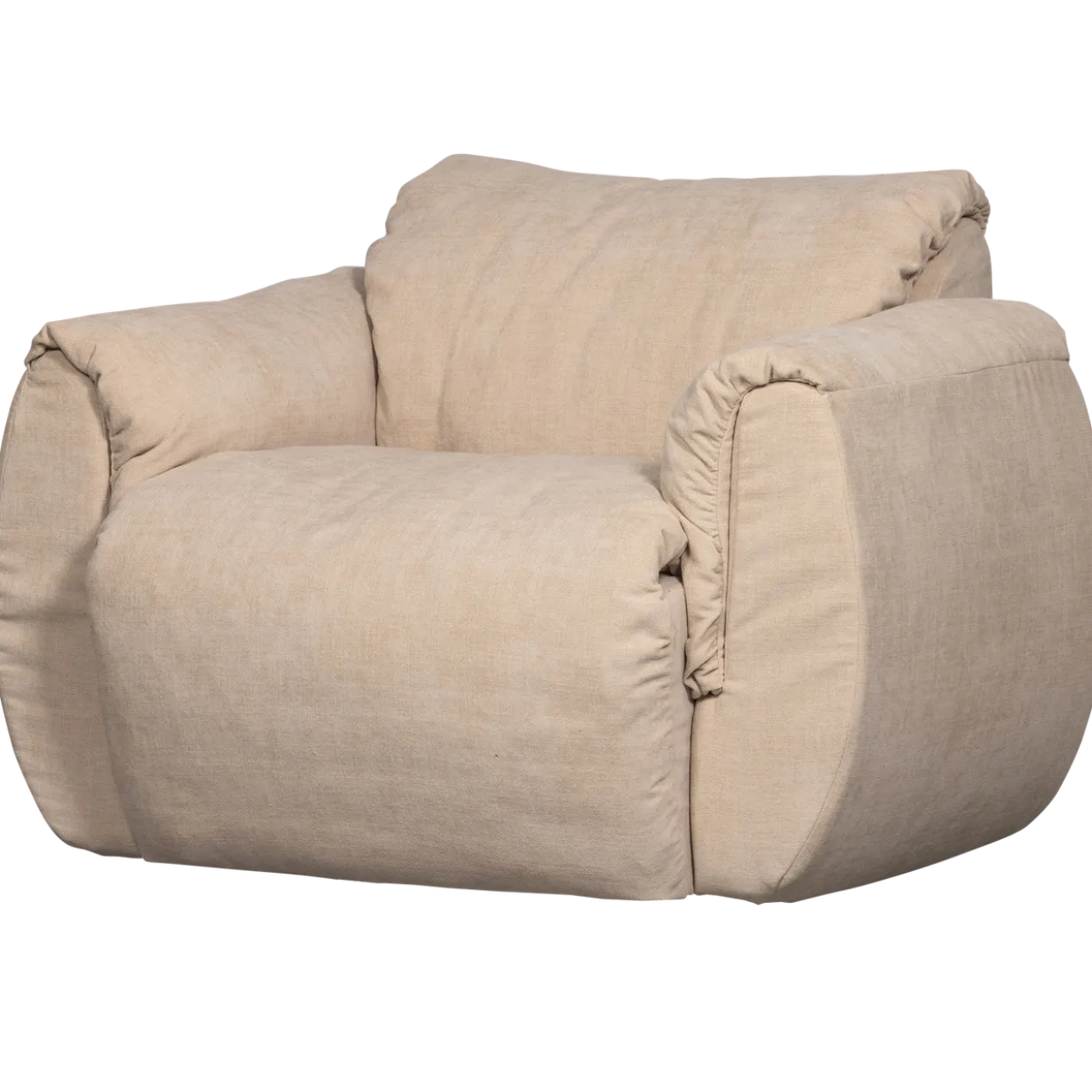 Baggy draaifauteuil geweven chenille zand