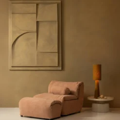 Baggy hocker geweven chenille oud roze