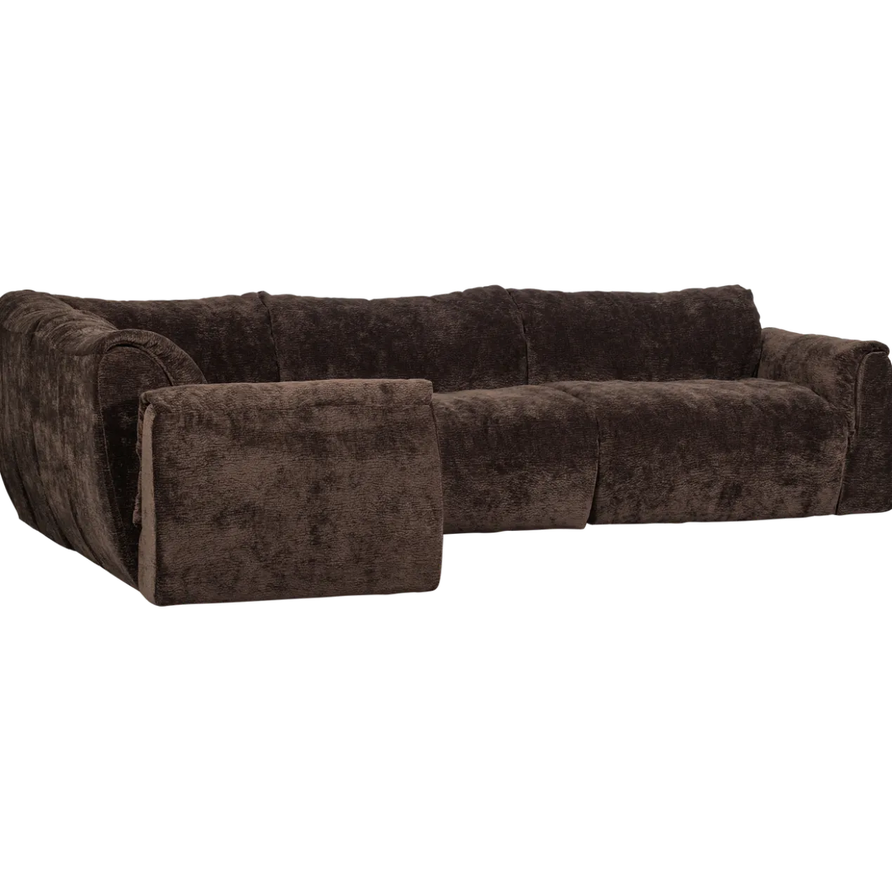 Baggy hoekbank links 3d chenille donkerbruin