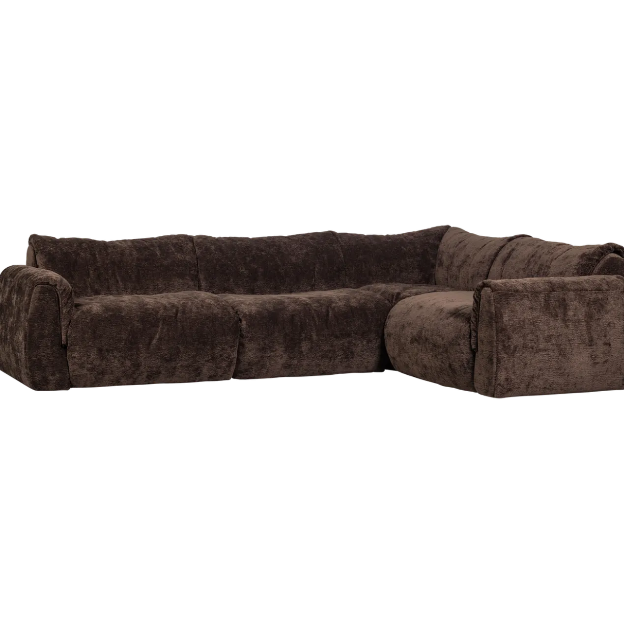 Baggy hoekbank rechts 3d chenille donkerbruin