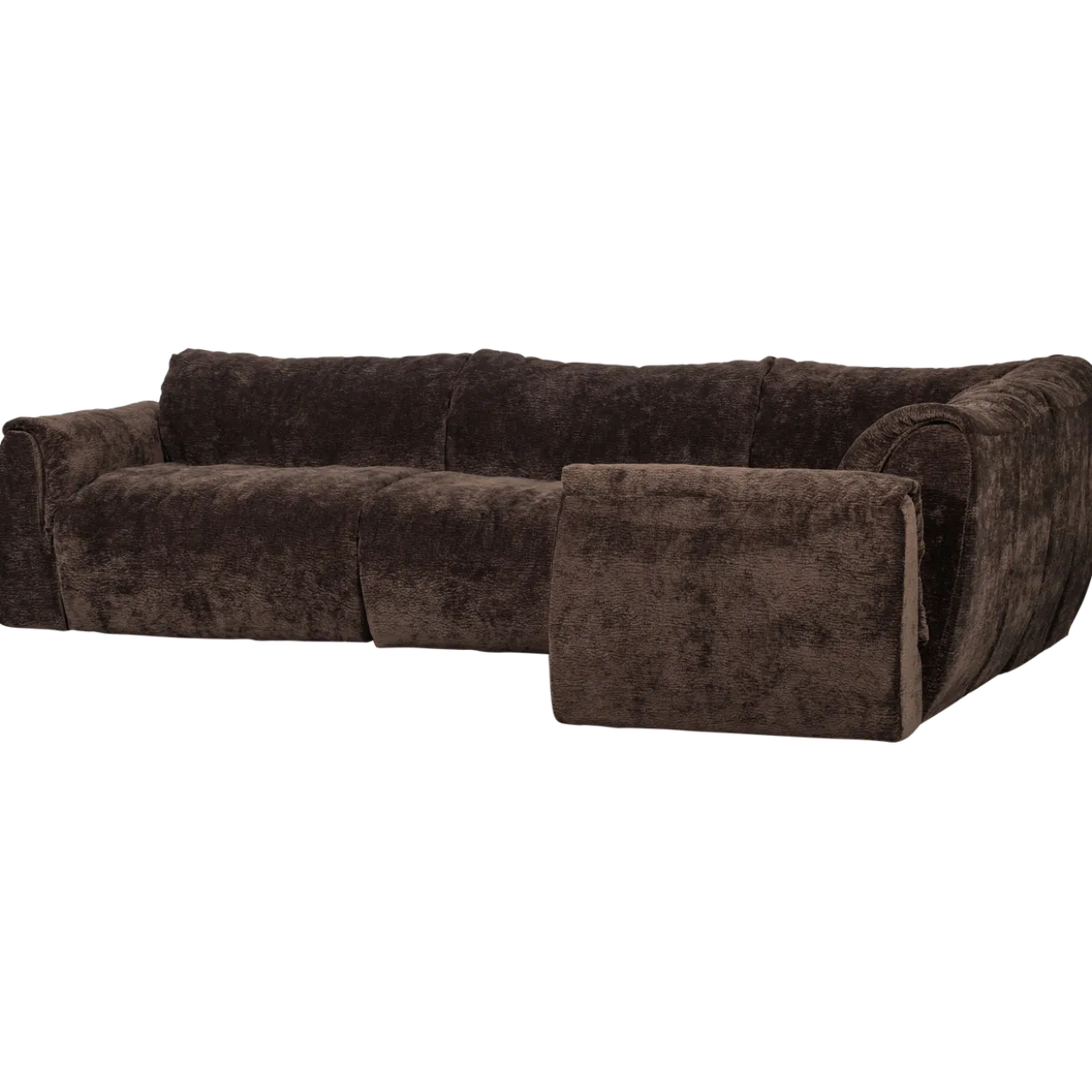 Baggy hoekbank rechts 3d chenille donkerbruin
