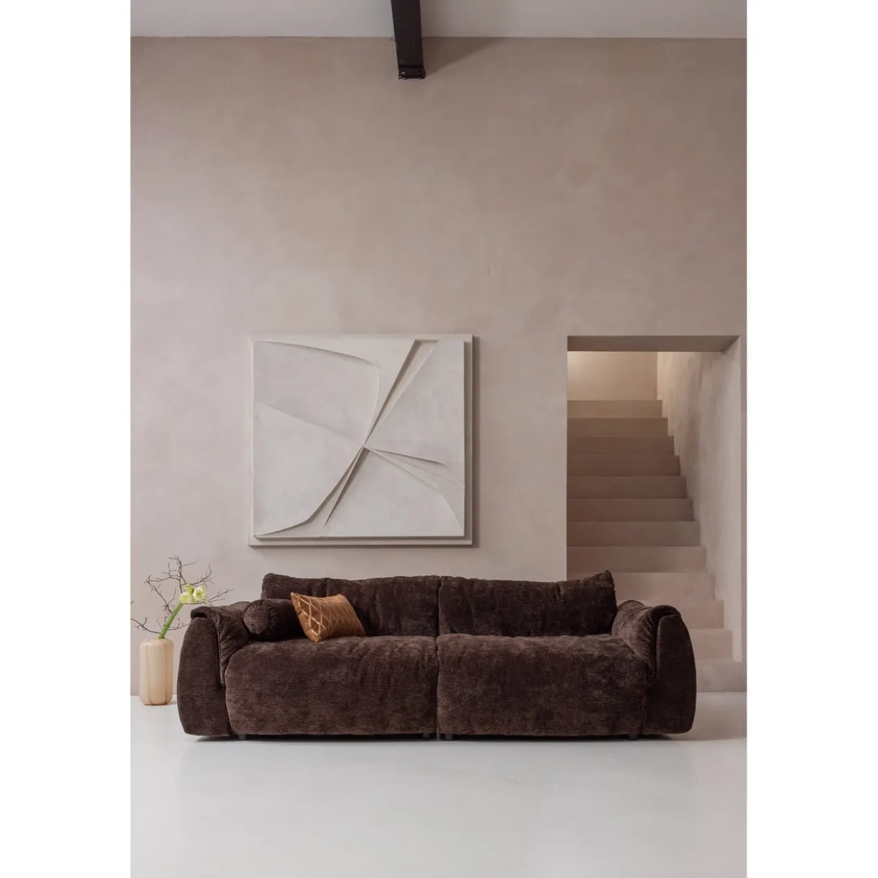 Baggy 2-zits bank 3d chenille donkerbruin