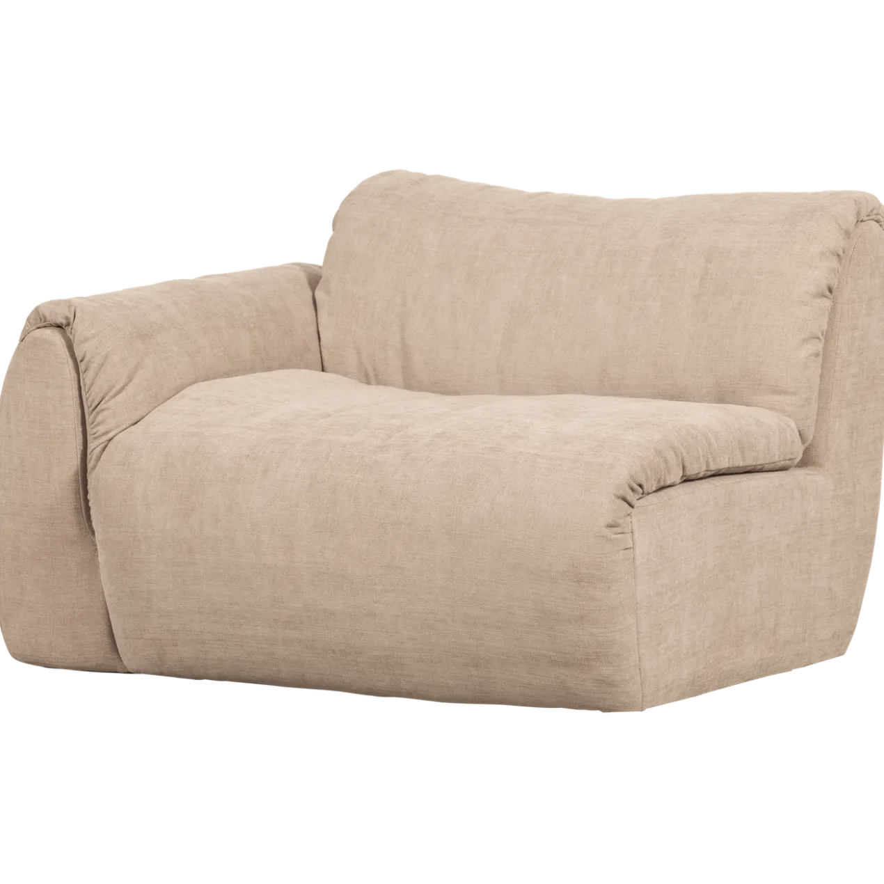 Baggy 1-zits element met arm links geweven chenille zand